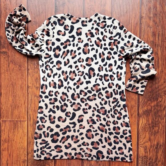 Incashmere 100% Cashmere Cardigan Sweater Cheetah Print Sz L Mob Wife Old Money - Picture 12 of 15